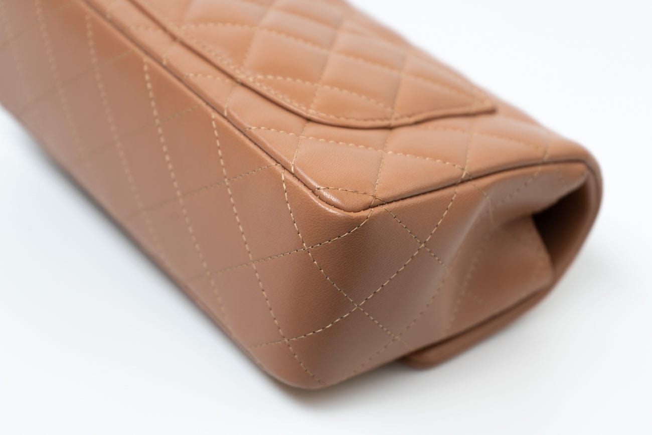 CHANEL Handbag 21P Caramel Lambskin Quilted Mini Rectangular Single Flap LGHW - Redeluxe