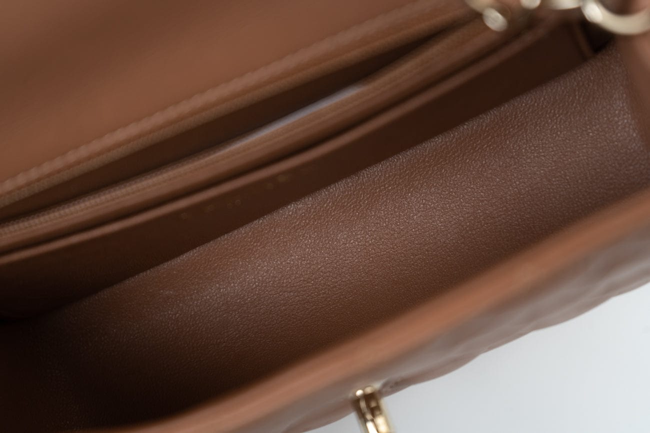 CHANEL Handbag 21P Caramel Lambskin Quilted Mini Rectangular Single Flap LGHW - Redeluxe