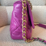 CHANEL Handbag 21P Magenta Lambskin Quilted 19 Flap Large Mixed Hardware - Redeluxe