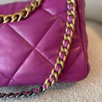 CHANEL Handbag 21P Magenta Lambskin Quilted 19 Flap Large Mixed Hardware - Redeluxe
