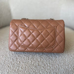 CHANEL Handbag 21P Mini Rectangular Caramel Lambskin Quilted Flap Light Gold Hardware - Redeluxe