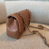 CHANEL Handbag 21P Mini Rectangular Caramel Lambskin Quilted Flap Light Gold Hardware - Redeluxe
