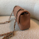 CHANEL Handbag 21P Mini Rectangular Caramel Lambskin Quilted Flap Light Gold Hardware - Redeluxe