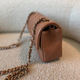 CHANEL Handbag 21P Mini Rectangular Caramel Lambskin Quilted Flap Light Gold Hardware - Redeluxe
