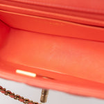 CHANEL Handbag 21P Mini Top Handle Orange Ombre Lambskin Quilted Aged Gold Hardware - Redeluxe