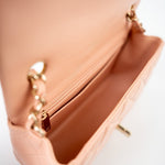 CHANEL Handbag 21P Rose Clair Pink/ Beige Lambskin Quilted Mini Rectangular Flap Light Gold Hardware - Redeluxe