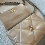 CHANEL Handbag 21S Beige Lambskin Quilted 19 Flap Small Mixed Hardware - Redeluxe
