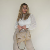 CHANEL Handbag 21S Large Beige/Gold Lambskin Quilted 19 Flap Mixed Hardware - Redeluxe