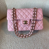 CHANEL Handbag 21S Light Pink Lambskin Quilted Classic Flap Small - Redeluxe