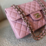 CHANEL Handbag 21S Light Pink Lambskin Quilted Classic Flap Small - Redeluxe