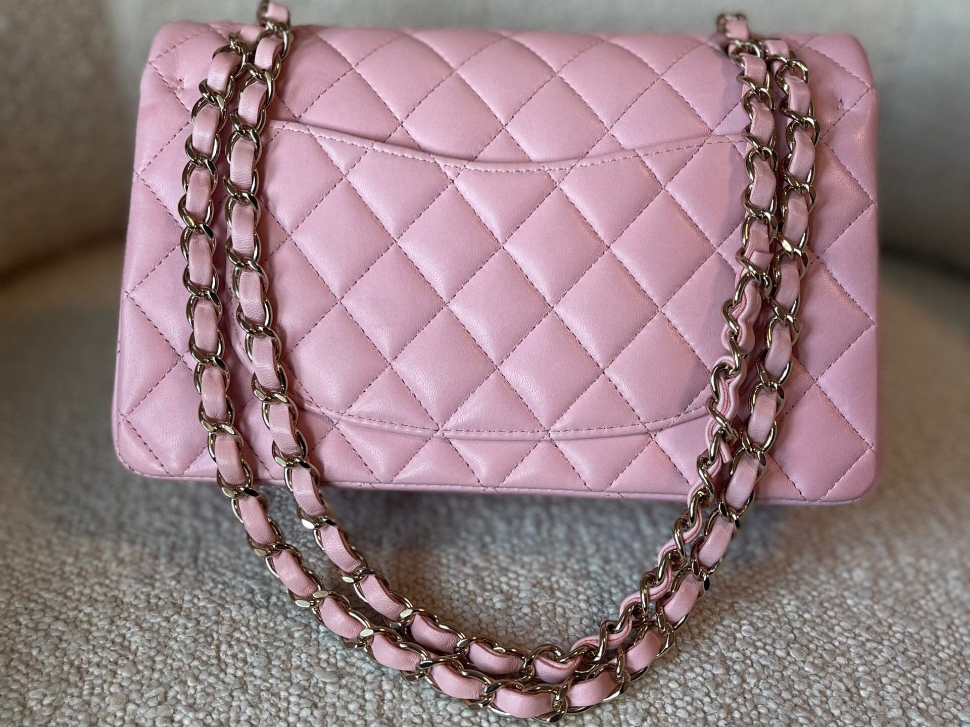 CHANEL Handbag 21S Light Pink Lambskin Quilted Classic Flap Small - Redeluxe