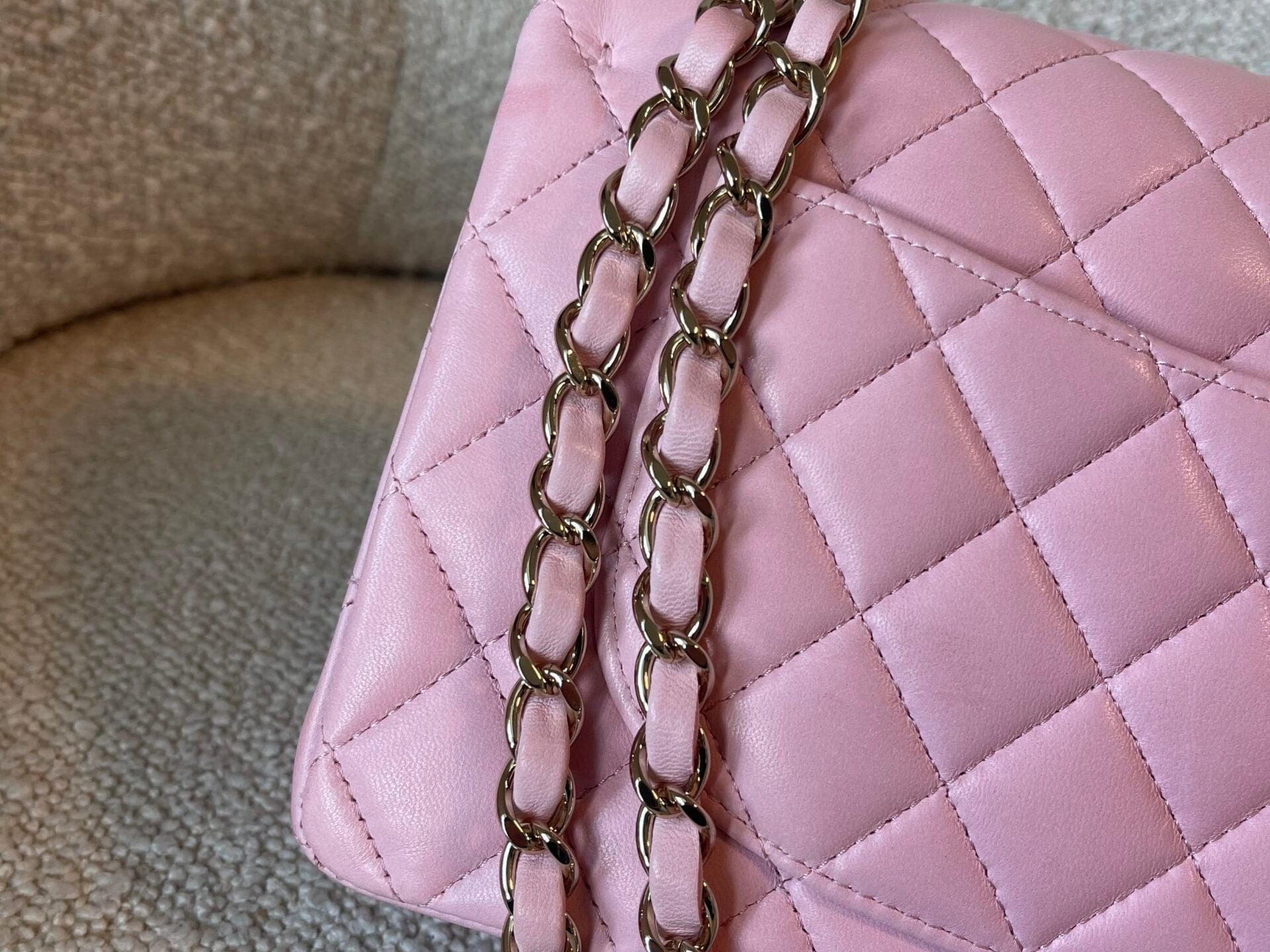 CHANEL Handbag 21S Light Pink Lambskin Quilted Classic Flap Small - Redeluxe