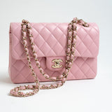 CHANEL Handbag 21S Light Pink Lambskin Quilted Classic Flap Small - Redeluxe