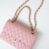 CHANEL Handbag 21S Light Pink Lambskin Quilted Classic Flap Small - Redeluxe