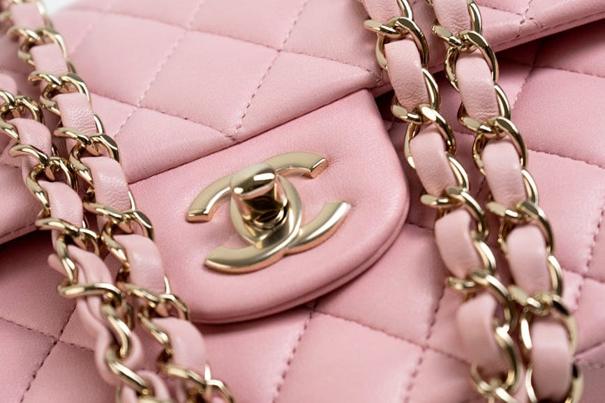 CHANEL Handbag 21S Light Pink Lambskin Quilted Classic Flap Small - Redeluxe