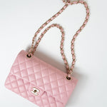 CHANEL Handbag 21S Light Pink Lambskin Quilted Classic Flap Small - Redeluxe
