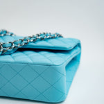 CHANEL Handbag 21S Neon Blue Lambskin Quilted Classic Flap Medium SHW - Redeluxe
