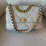 CHANEL Handbag 21S Oreo Tweed Quilted 19 Flap Large  Mixed Hardware - Redeluxe