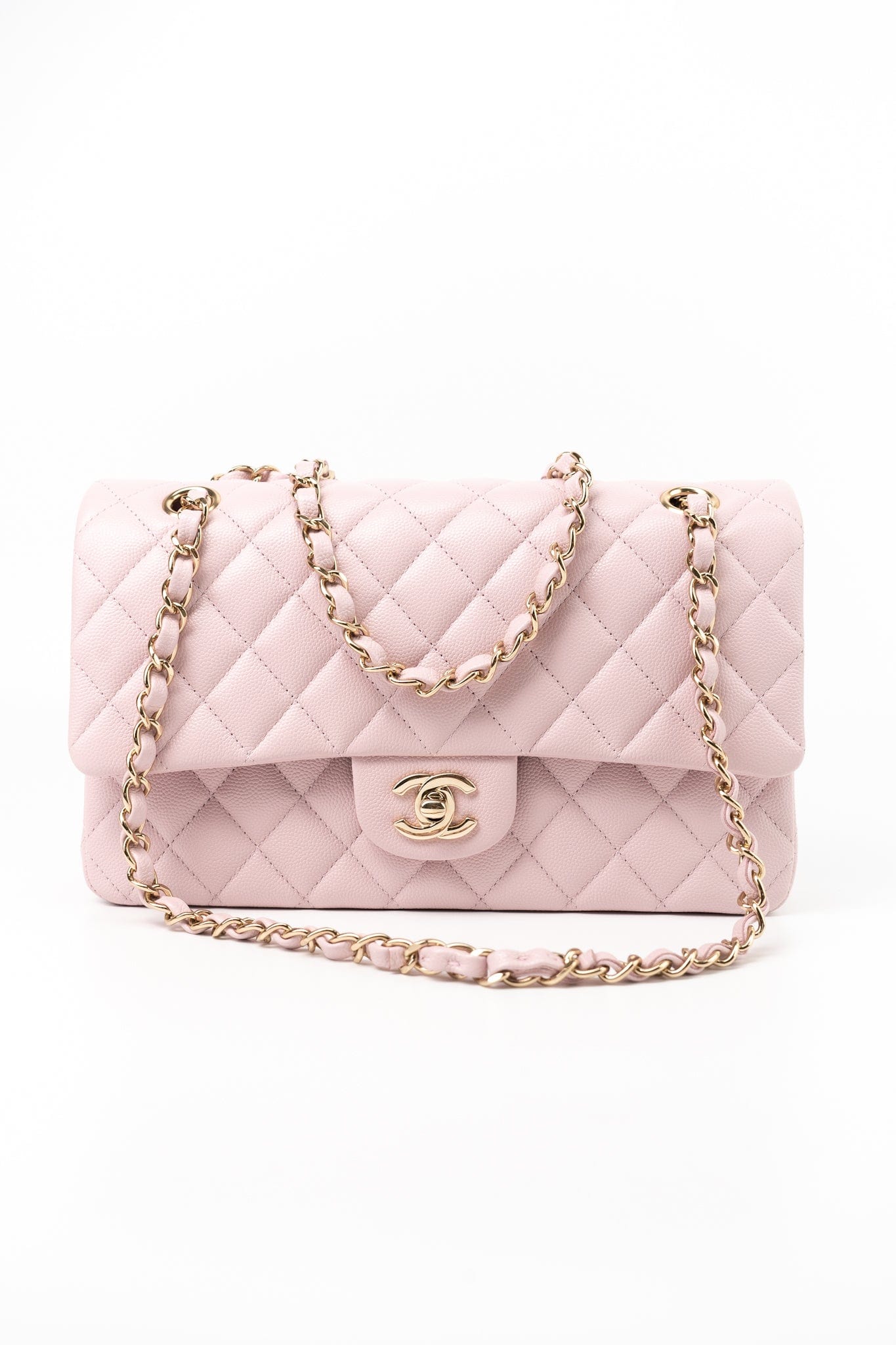 Buy CHANEL 21S Pink Clair Caviar Classic Flap Quilted Medium