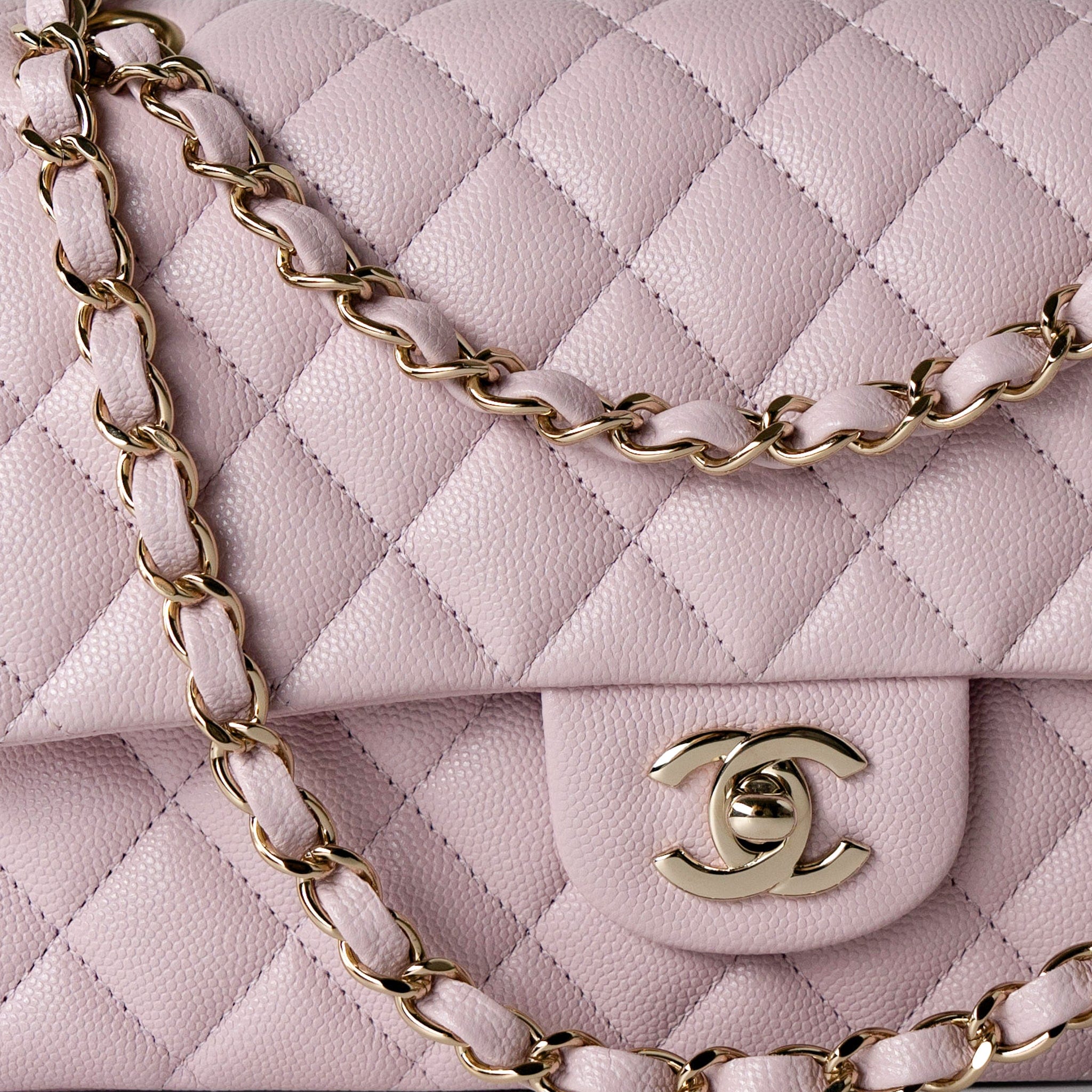 CHANEL Handbag 21S Pink Clair Caviar Classic Flap Quilted Medium LGHW - Redeluxe