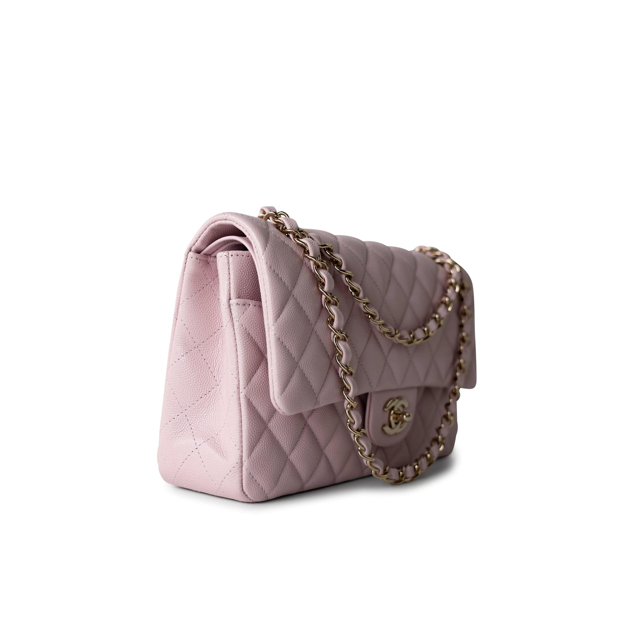 CHANEL Handbag 21S Pink Clair Caviar Classic Flap Quilted Medium LGHW - Redeluxe