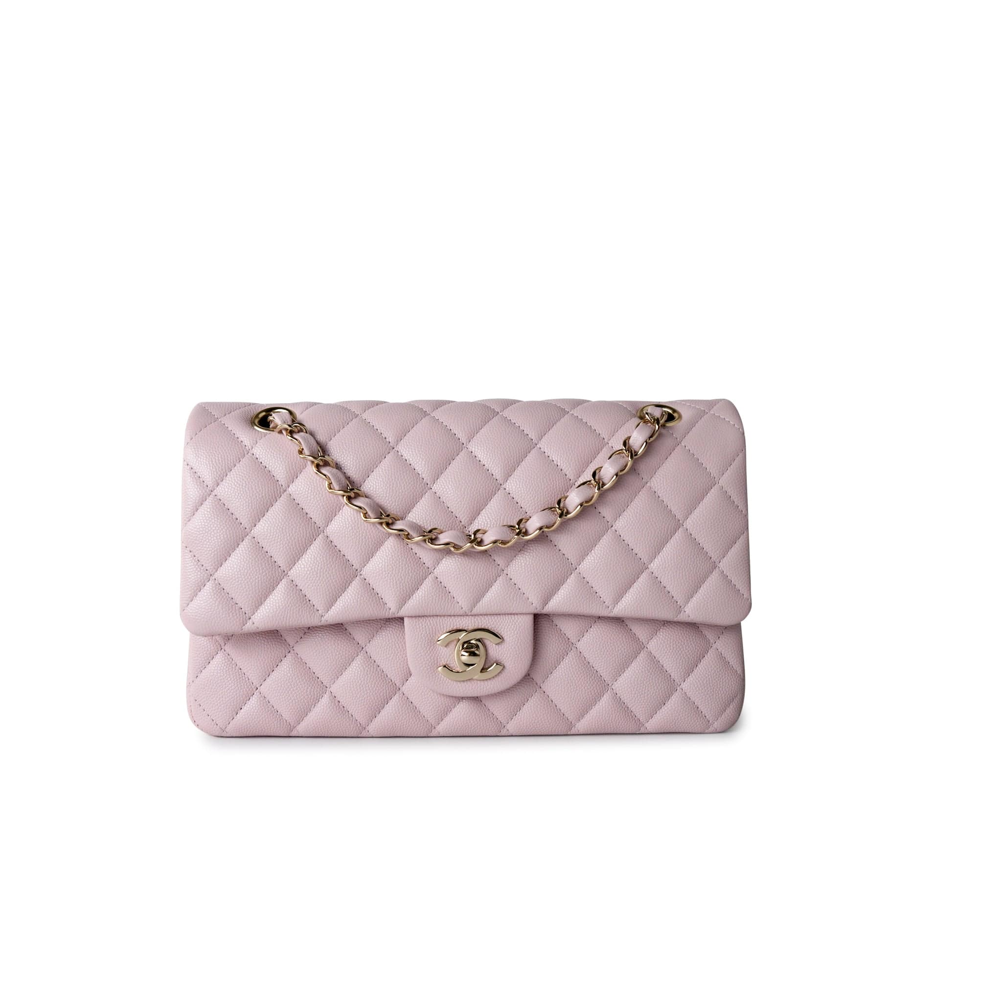 CHANEL Handbag 21S Pink Clair Caviar Classic Flap Quilted Medium LGHW - Redeluxe