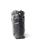 CHANEL Handbag 22 / Grey 23B Dark Grey Calfskin Quilted Mini 22 Bag Antique Gold Hardware - Redeluxe