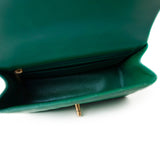 CHANEL Handbag 22A Iridescent Green Lambskin Quilted Mini Rectangular Single Flap Light Gold Hardware - Redeluxe