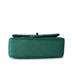 CHANEL Handbag 22A Iridescent Green Lambskin Quilted Mini Rectangular Single Flap Light Gold Hardware - Redeluxe