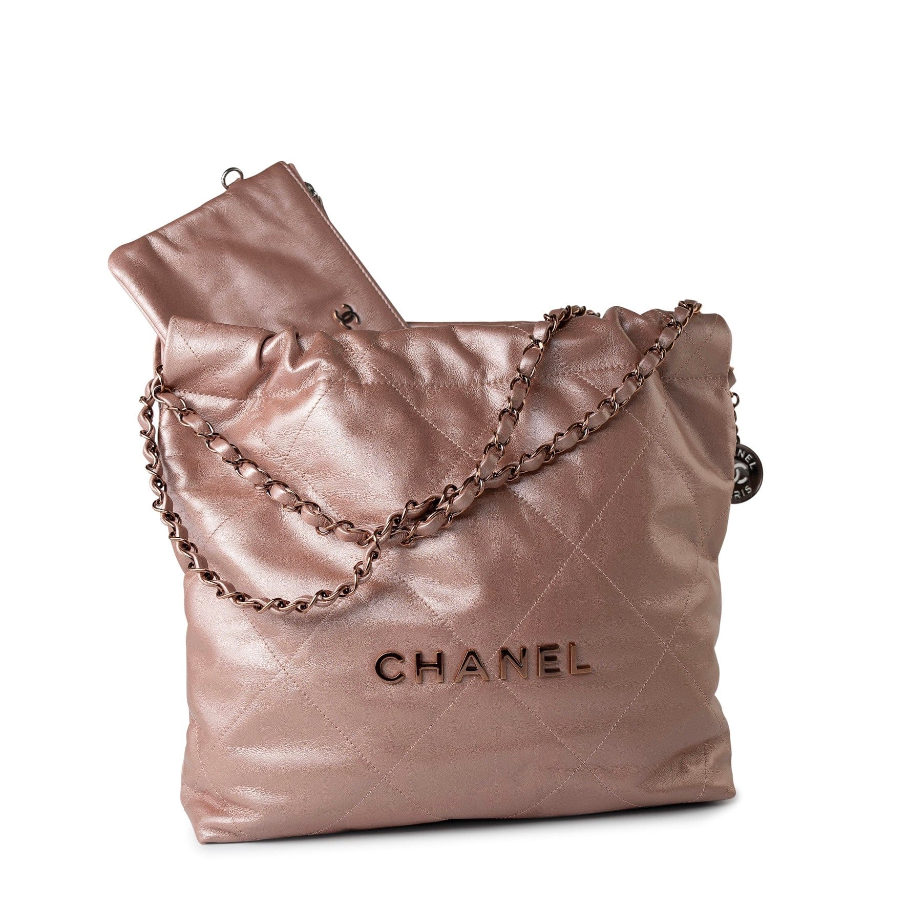 Handbag with rose gold hardware clearance