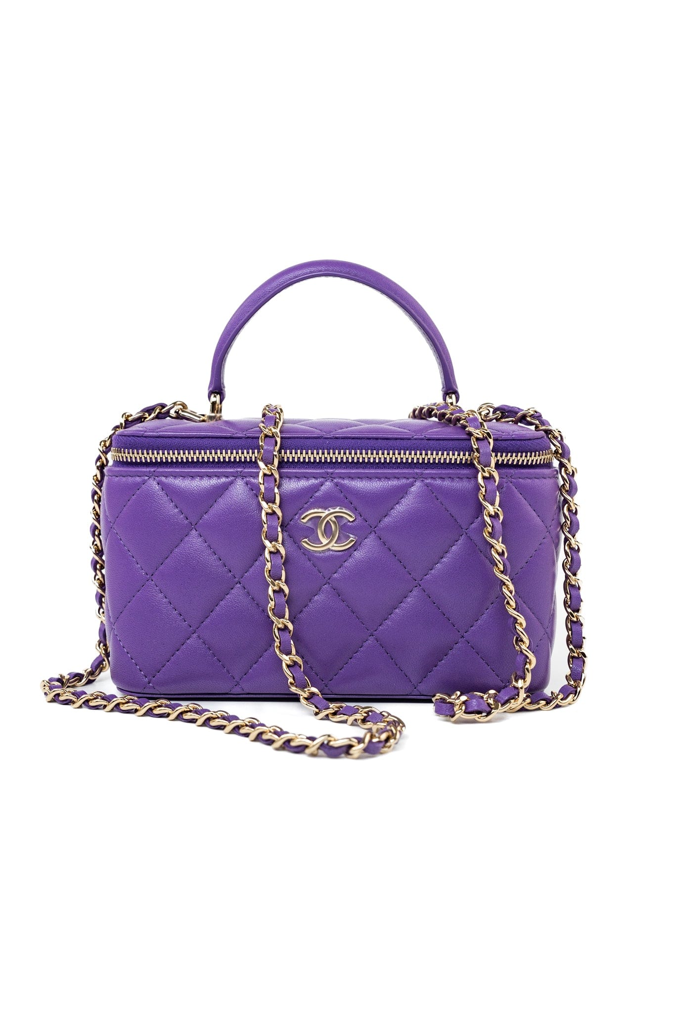 Chanel 紫 キルティング ケース 20C Purple Caviar Quilted CC Medium Filigree Vanity Case – REDELUXE
