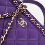 CHANEL Handbag 22A Purple Lambskin Quilted Vanity Case w/ Mirror Light Gold Hardware - Redeluxe
