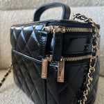 CHANEL Handbag 22B Black Shiny Lambskin Vanity with Chain LGHW - Redeluxe