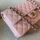 CHANEL Handbag 22B Rose Claire/ light pink Caviar Quilted Classic Double Flap Medium Light Gold Hardware - Redeluxe