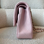 CHANEL Handbag 22B Rose Claire/ light pink Caviar Quilted Classic Double Flap Medium Light Gold Hardware - Redeluxe
