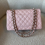 CHANEL Handbag 22B Rose Claire/ light pink Caviar Quilted Classic Double Flap Medium Light Gold Hardware - Redeluxe