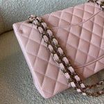 CHANEL Handbag 22B Rose Claire/ light pink Caviar Quilted Classic Double Flap Medium Light Gold Hardware - Redeluxe