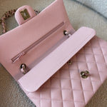 CHANEL Handbag 22B Rose Claire/ light pink Caviar Quilted Classic Double Flap Medium Light Gold Hardware - Redeluxe