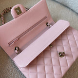 CHANEL Handbag 22B Rose Claire/ light pink Caviar Quilted Classic Double Flap Medium Light Gold Hardware - Redeluxe