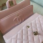 CHANEL Handbag 22B Rose Claire/ light pink Caviar Quilted Classic Double Flap Medium Light Gold Hardware - Redeluxe