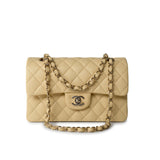 CHANEL Handbag 22B Yellow Caviar Quilted Classic Flap Small Light Gold Hardware - Redeluxe