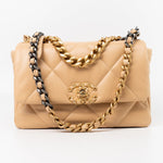 CHANEL Handbag 22C Beige Lambskin Quilted 19 Flap Small Mixed Hardware - Redeluxe