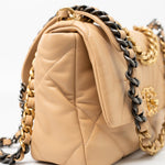 CHANEL Handbag 22C Beige Lambskin Quilted 19 Flap Small Mixed Hardware - Redeluxe