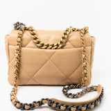 CHANEL Handbag 22C Beige Lambskin Quilted 19 Flap Small Mixed Hardware - Redeluxe