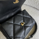 CHANEL Handbag 22C Black Lambskin Quilted 19 Flap Small MHW - Redeluxe