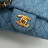 CHANEL Handbag 22C Blue Denim Pearl Crush Mini Rectangular Flap AGHW - Redeluxe