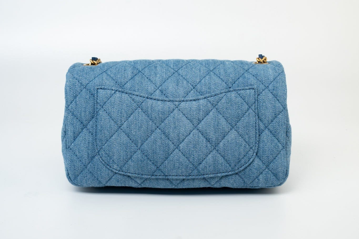 CHANEL Handbag 22C Blue Denim Pearl Crush Mini Rectangular Flap AGHW - Redeluxe