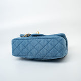 CHANEL Handbag 22C Blue Denim Pearl Crush Mini Rectangular Flap AGHW - Redeluxe