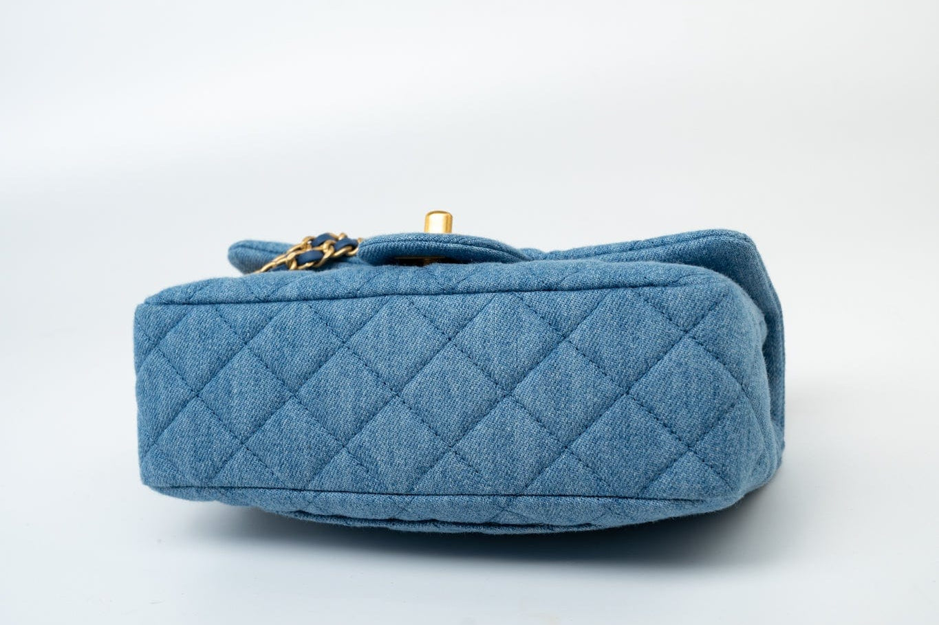 CHANEL Handbag 22C Blue Denim Pearl Crush Mini Rectangular Flap AGHW - Redeluxe