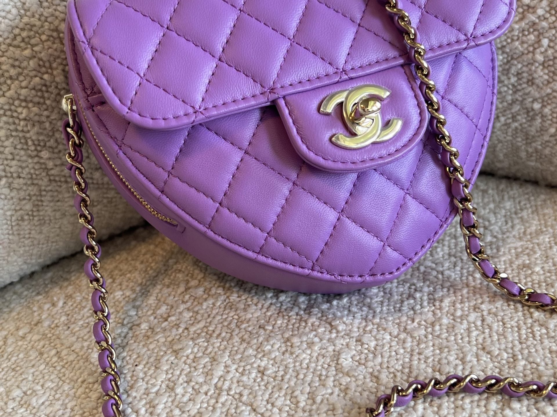 CHANEL Handbag 22C In Love Purple Lambskin Large Heart Bag LGHW - Redeluxe